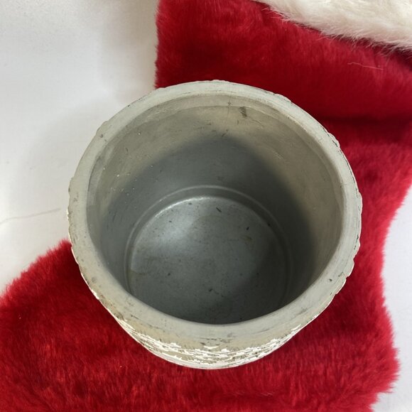 Ceramic Christmas Plant Pot Gray White Nordic Reindeer Snowflake Napco 4.25 in - Picture 3 of 6